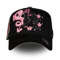 Gorro LA Dragon negro con dragón rosado